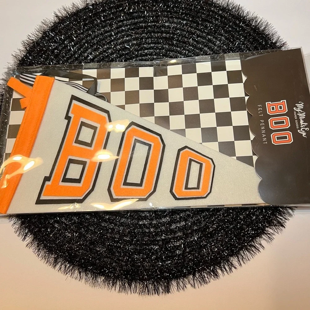 Halloween Boo Felt Pennant Orange and Black - Picture 8 of 12